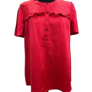 J.Crew Vibrant Red Silk Blouse